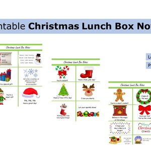 Printable Christmas Lunch Box Notes | Christmas Lunch Box Notes | US letter size print at home worksheet, Christmas, lunch, kids