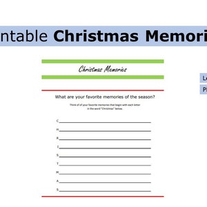 Printable Christmas Memories Activity | Christmas Memories Activity | US letter size print at home worksheet, Christmas, activity