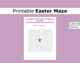 Printable Easter Maze| Party Game | US letter size print at home game, activity, seasonal