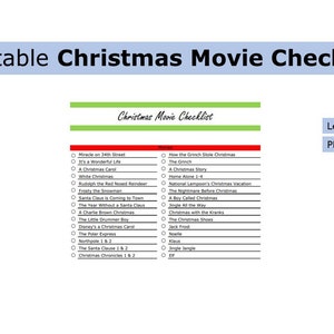 Printable Christmas Movie Checklist | Christmas Movie Checklist | US ...