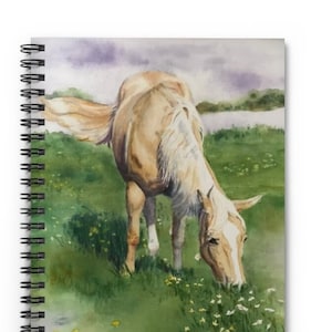 Writing Journal for Horse Lover, Palomino Watercolor, Christmas gift, Spiral Notebook - Ruled Line, Stocking Stuffer, Journal for Women
