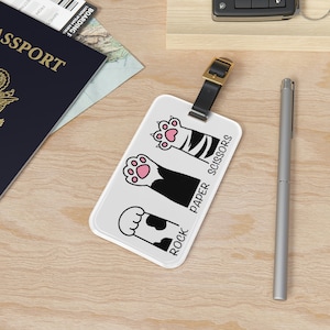 Rock Paper Scissors Luggage Tag, Cat Paws, Luggage tag funny, Cute luggage tag, cruise luggage tag, luggage tag for women, not yours luggage