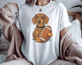 Football Dachshund Comfort Colors Tee: Game Day Wiener Dog Shirt