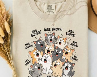 Personalized Teacher Shirt, Custom Cats Calling Teacher Name Tee, Custom Teacher Appreciation Gift, Cat Lover Teacher, Comfort Colors Tee