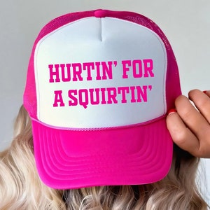 Hurtin for a Squirtin Hat, Funny Hats for Men Women Funny Trucker Hat, Crazy Hats, Vintage Snapback Baseball Gift Caps, Hiking Baseball Hat
