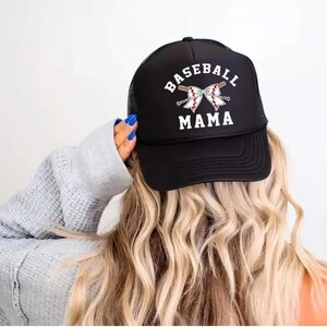 Baseball Mama Trucker Hat, Game Day Baseball Mom Hats image 3