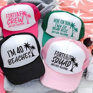 40th Birthday Hats, 40 AF Squad Crew Caps, Custom Vacation and Birthday 40th Bday Vintage Retro 1984, Cabo Cancun Squad Vintage Turning 40