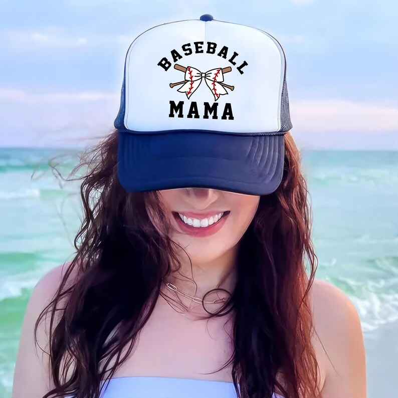 Baseball Mama Trucker Hat, Game Day Baseball Mom Hats image 4
