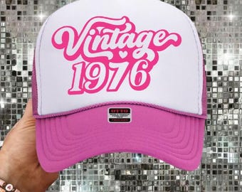 Custom 50th Birthday Trucker Hat, Vintage 1976 Baseball Cap