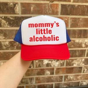 Mommy&#39;s Little Alcoholic Trucker Hat, Funny Alcohol Party Hat Gift
