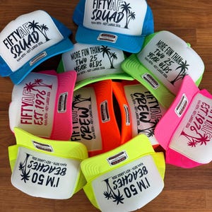 50th Birthday Squad Trucker Hat, Vintage 1976 Palm Tree Hats