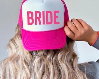 Custom Bachelorette Party Trucker Hat, Personalized Neon Bride, Hype Gurl