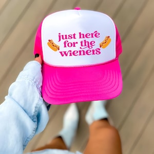 Just Here For The Wieners Trucker Hat, Funny Hot Dog Hats