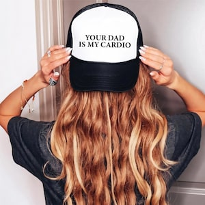 Your Dad Is My Cardio Funny Mom Hat, Hilarious Baseball Cap For Wife, Workout Gym Hat, Gym Hat, Powerlifting Hat, Feminist Gym Hat, Dad Gift