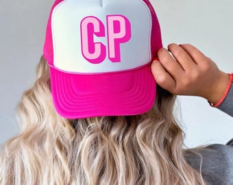 Personalized Initial Trucker Hat, Shadow Monogram Hats