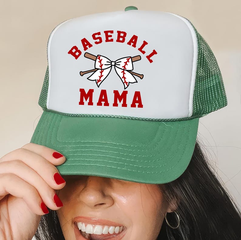 Baseball Mama Trucker Hat, Game Day Baseball Mom Hats image 9