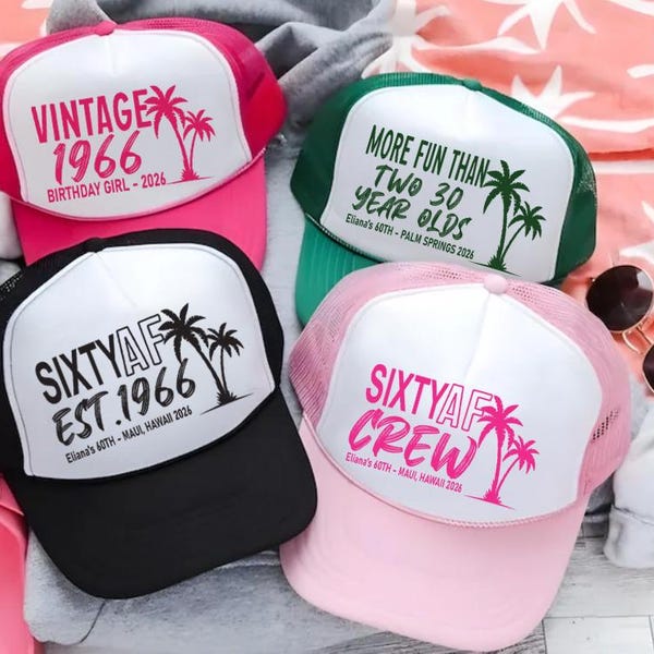 Custom 60th Birthday Trucker Hat, 1966 Personalized Hats
