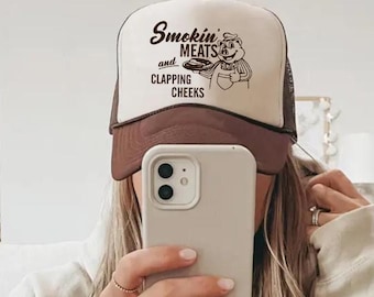 Smokin' Meats Trucker Hat, Funny BBQ Foam Hat