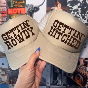 Getting Rowdy Getting Hitched, Bachelorette Hats, Western Bachelorette Trucker Hat, Cowgirl Bachelorette Trucker Hat, Nashville Bachelorett