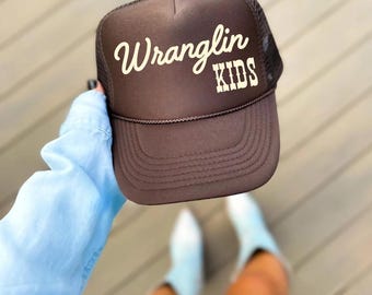Wranglin' Kids Trucker Hat, Country Mom Hat, Funny Mothers Day Gift