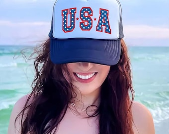 USA Stars Trucker Hat for Men & Women, Patriotic 4th of July Snapback, American USA Summer Hat, 4th of July Trucker Hat, Hats 4th of July