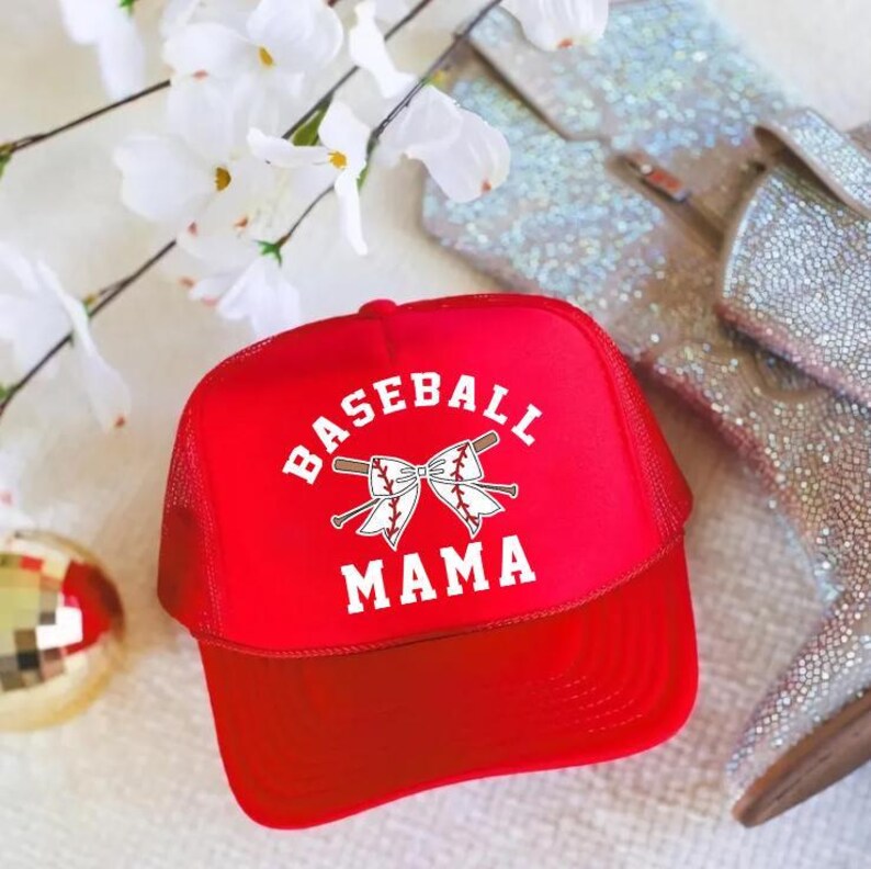 Baseball Mama Trucker Hat, Game Day Baseball Mom Hats image 5