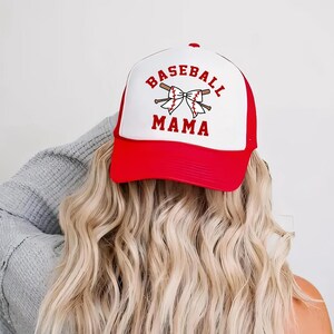 Baseball Mama Trucker Hat, Game Day Baseball Mom Hats image 2