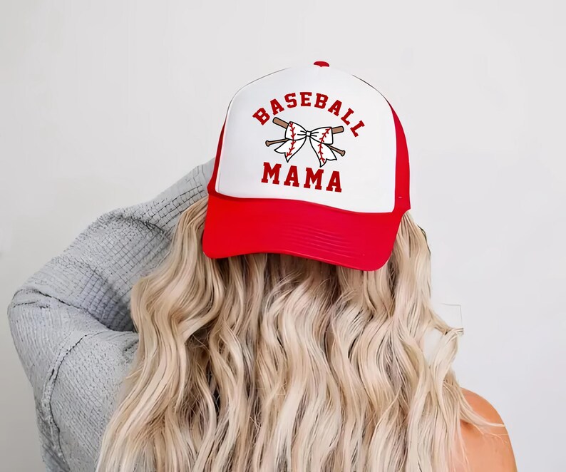 Baseball Mama Trucker Hat, Game Day Baseball Mom Hats image 2