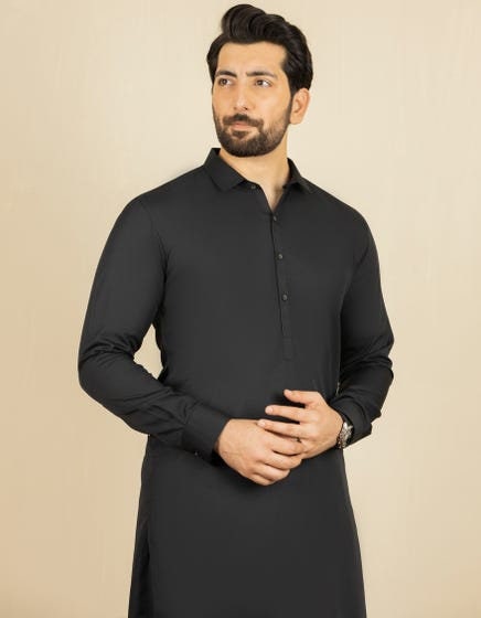 Abito Shalwar Kameez Uomo Tinta Unita In Tessuto Traspirante, Modello Pakistan/Indiano, Kurta Estivo E Invernale Con Scollo A V E Bottoni, Taglia Asiatica