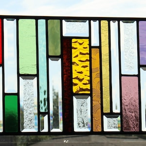 Splish Splash-Stained Glass Beveled Window Panel 3feet long  leaded panel
