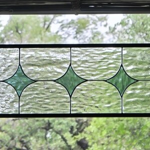 Stained Glass Transom Panel, Clear Seafoam Green, 59 3/4 x 8 3/4 inches