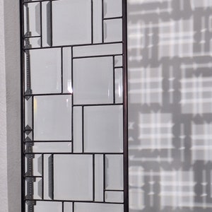 Rectangular Stained Glass Window Panel Entirely Clear Beveled 25.5x10.5 ...