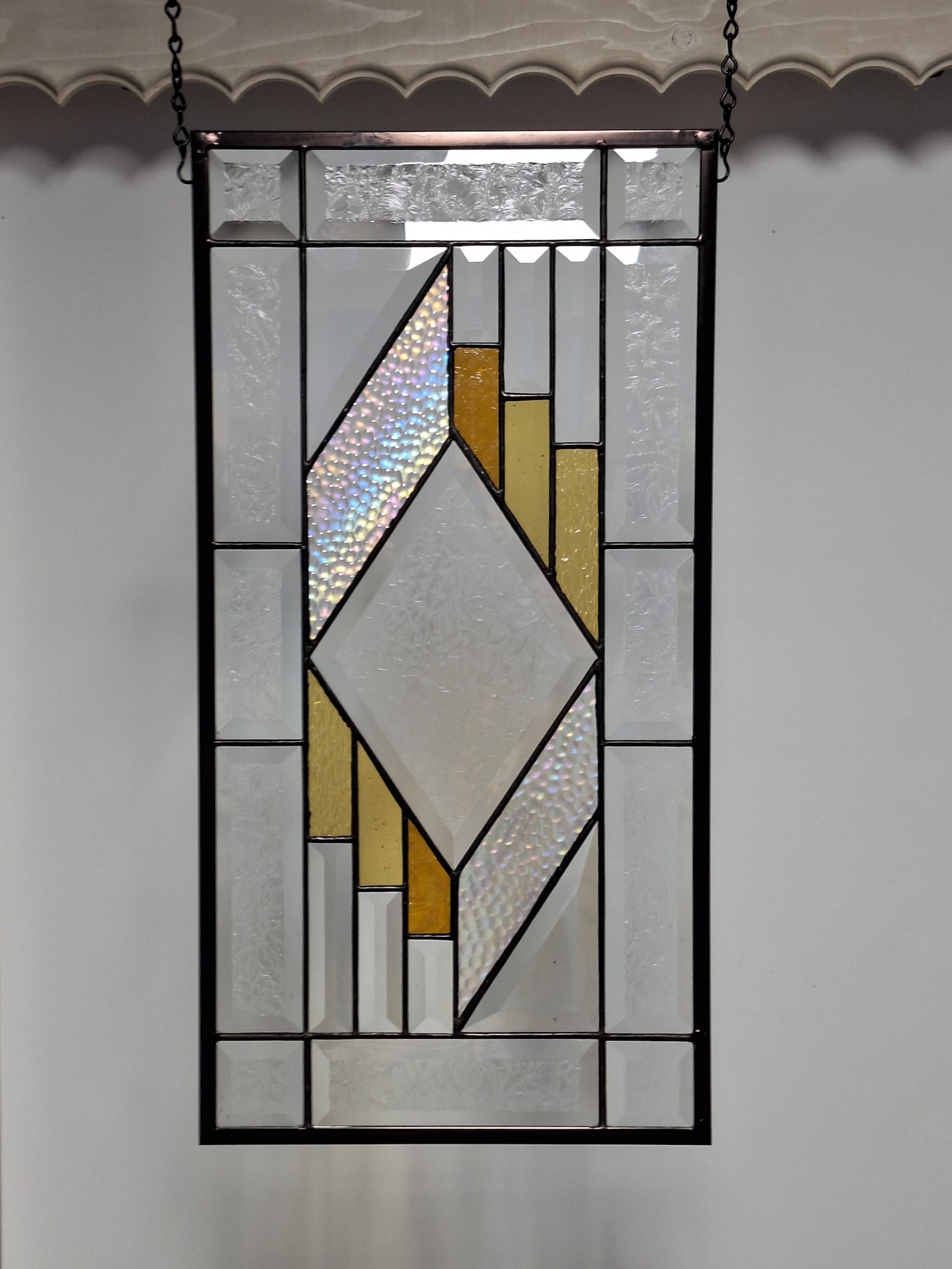 Stained Glass Window Hanging 20.5x10.5 52x26 Cm Panel Etsy