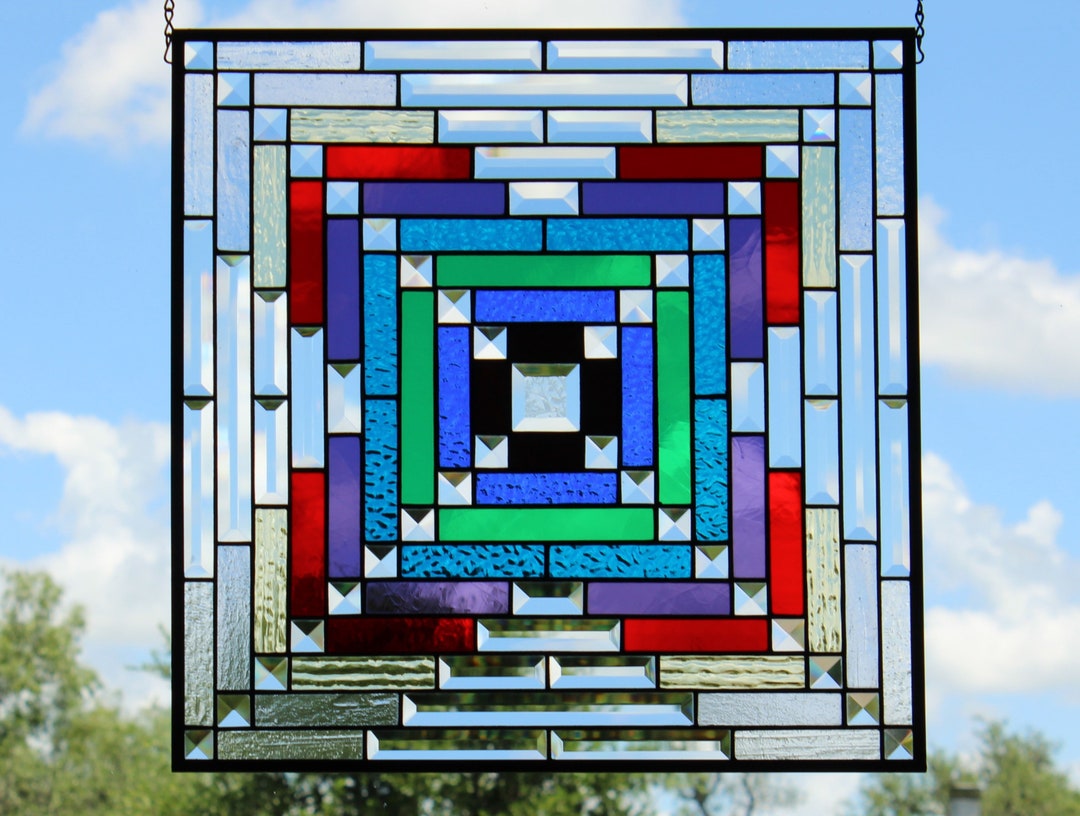 Geometric Stained Glass Window – Multi‑layered Concentric Design - Etsy