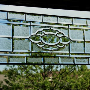 Beveled Stained Glass Window Panel: Handmade Transom Sidelight