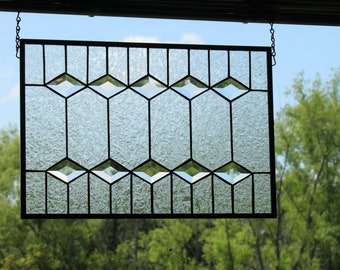 Dynamic Clear, Beveled Stained Glass Panel (made to order)