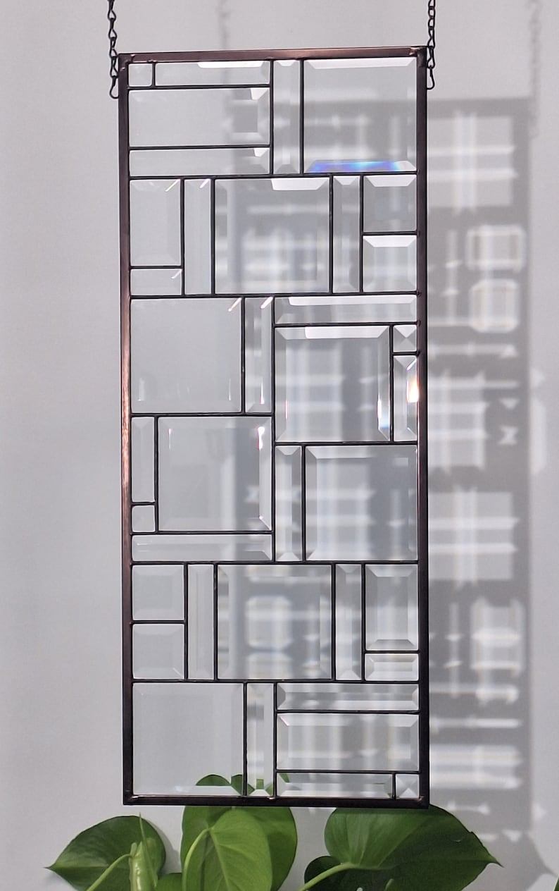 Rectangular Stained Glass Window Panel Entirely Clear Beveled Etsy