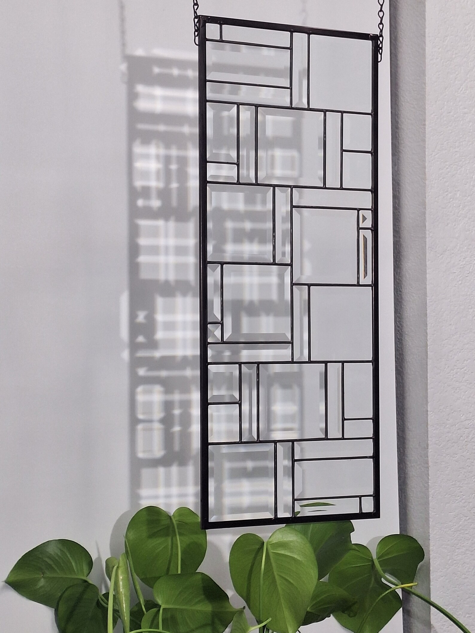 Rectangular Stained Glass Window Panel Entirely Clear Beveled Etsy