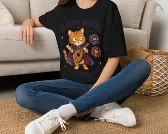Chaotic Neutral Cat Shirt | Perpetually Nervous Tabletop RPG Bard Tee