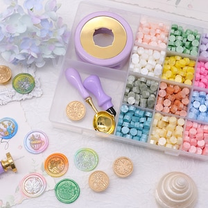 Kit de sello de cera personalizado, 1200 cuentas de cera incluidas, kit de sello de cera de boda personalizado, colección de 80 logotipos, para invitación de boda