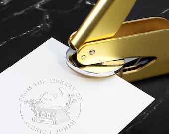 CUSTOM EMBOSSER STAMP, Book Embosser Personalized, Library Embosser, Gift for Book Lovers, Custom From The Library Book Stamp, Ex Libris