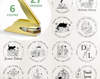 Custom Book Embosser, From the Library of, Personalized Book Embosser, Book Lover Gift, Book Belong to, Embosser Stamp, Custom Logo Stamp