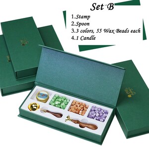 Custom Wax Seal Stamp, Wax Seal Stamp Kit, 600pcs Wax Seal Beads, Sealing Wax Warmer, Wax Seal Spoon, Candles, Metallic Pen Set B