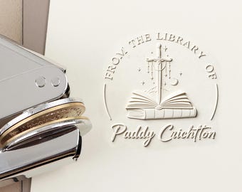 Personalized Book Embosser, Custom From The Library Of Book Embosser, Book Lover Gifts, Library Embosser Stamp, Ex Libris, Graduation Gift
