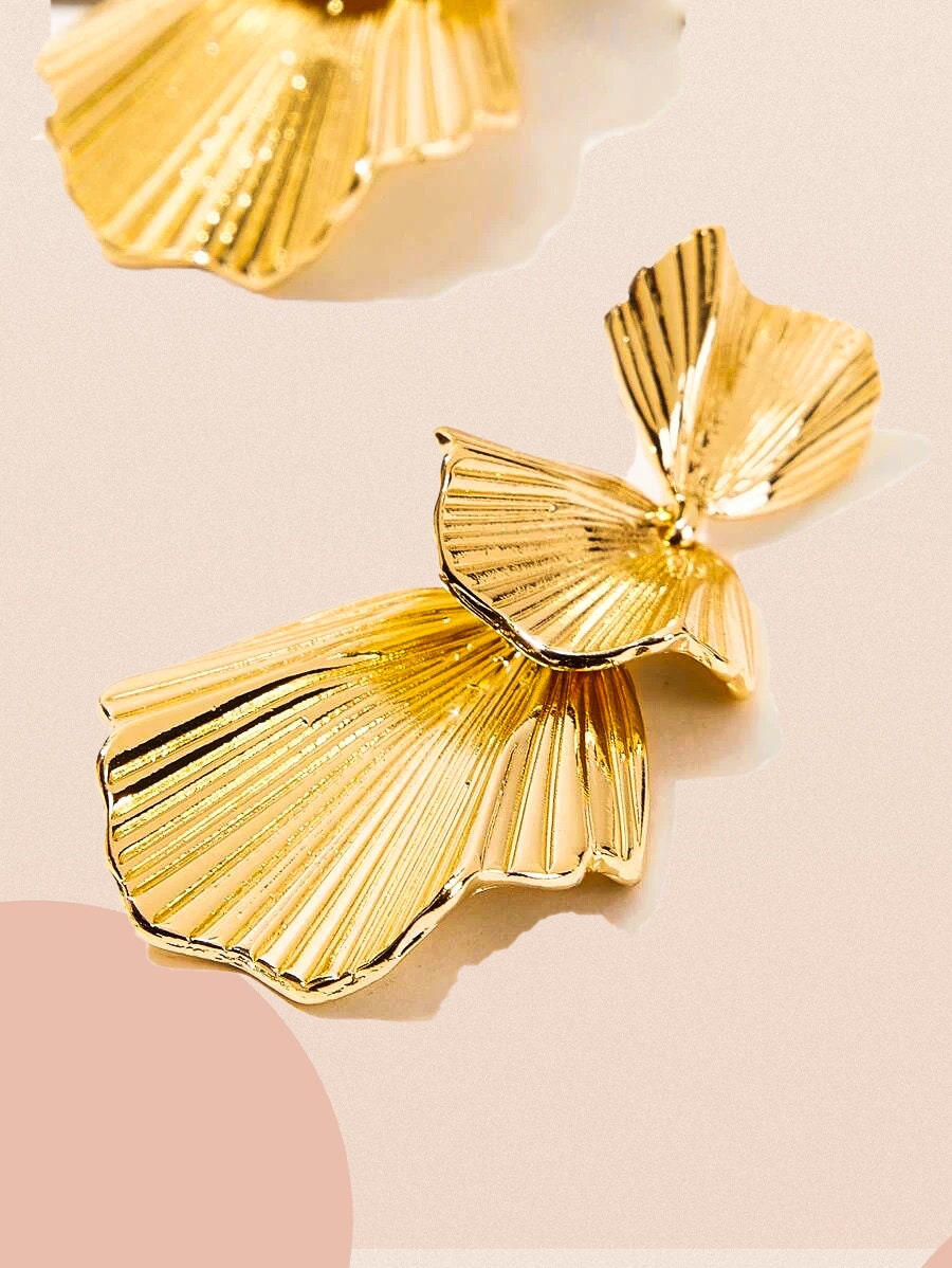 Square Ribbed Earrings Ribbed Metallic Gold Earrings, Modern Earrings, Minimal Earrings, Boho ...
