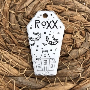 Dog Tag - ID Tag - Hand gestempeld - Metalen stempelen - Halloween - Doodskist