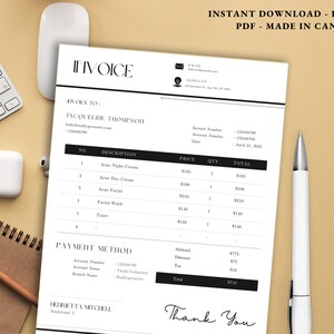 Black Bold Modern Business Invoice Template.pdf, Invoice , Printable Order Form Invoice, Digital Invoice Form, Small Business Canva Template