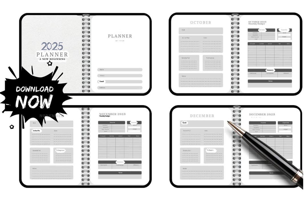 2025 Minimalist Planner | Printable Annual Agenda PDF | Elegant Daily ...