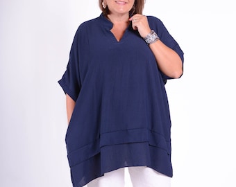 Lagenlook Plus Size Tunic Top, One Size , Loose, Short Sleeve, UK Size 18 20 22 24 26  Blue, Pink, Black, Green, Beige *Star Seller*  TP1005