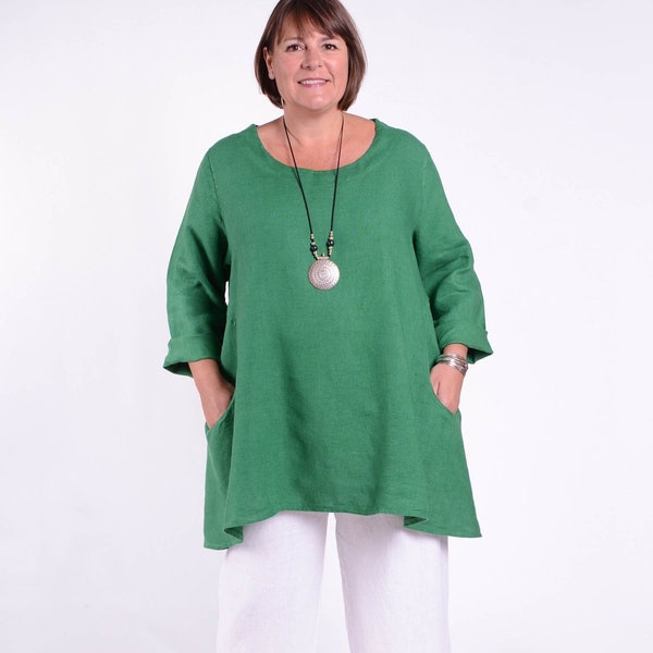 Lagenlook Linen Tunic Top,  Women's Tunic, Plus Size Tunic, Linen Tunics for women, Natural Linen Tunic Top - *Star Seller* 9415 (1)